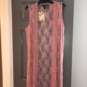 Woman Sheer Lace Duster (Coverup) Size Medium
